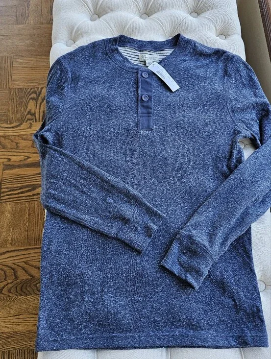 New! J.Crew XS Men's Blue Cotton Knit Henley Long Sleeve Shirt Top Thermal NWT