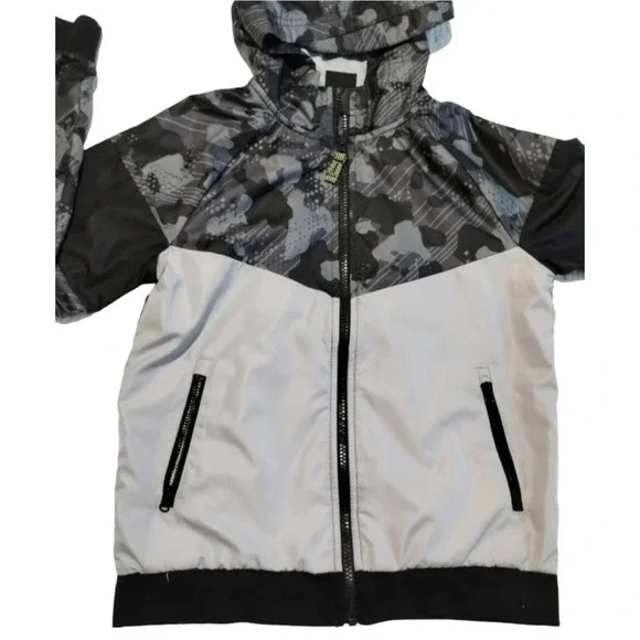 Russell Athletic Hooded‎ Windbreaker Boys 10-12 LARGE GREY/BLK Camo  Jacket