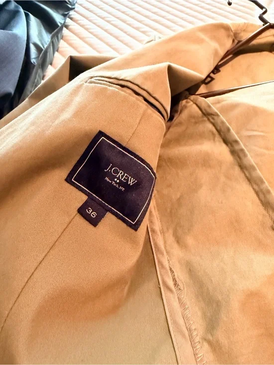 J. Crew Tan Trench Coat with Navy Label