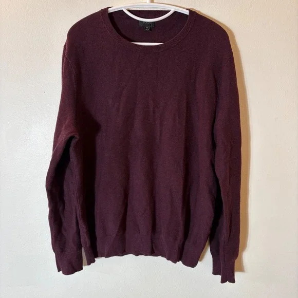 J. Crew Mens Burgundy 100% Cotton Crewneck Sweater‎ Size Medium