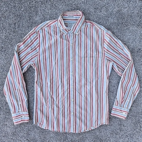 J.Crew Untucked Slim Organic Cotton Stretch Secret Wash Poplin Striped Shirt S