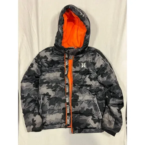 Hurley Boy's Camo Hooded Puffer Jacket‎ L