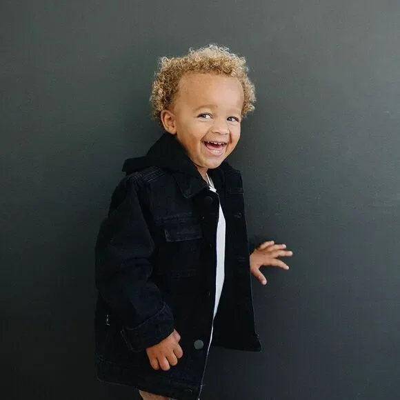 NWT Olive and Scout TATE DENIM JACKET - Black - 12-18M