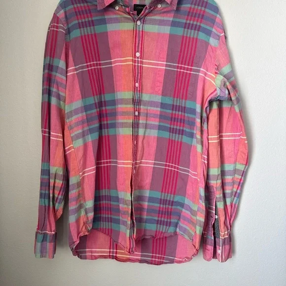 J Crew Cotton Colorful Plaid Button-Up Shirt