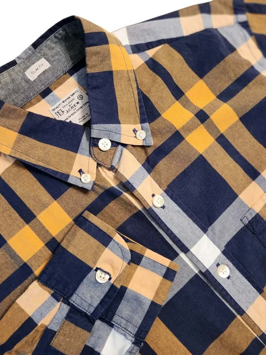J. Crew VTG Men's Size S Plaid Check Cotton Slim-Fit Long-Sleeve Shirt Heritage