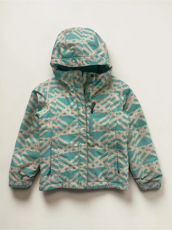 COLUMBIA VGUC Mint Blush Pink Geometric Print Omni-Tech Hooded Winter Jacket