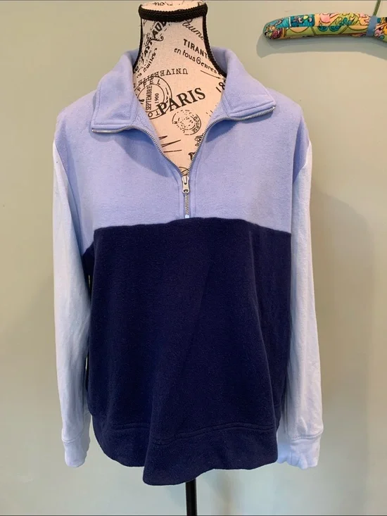 J. Crew Women’s Medium Blue Colorblock Lightweight Quarter-Zip Pullover