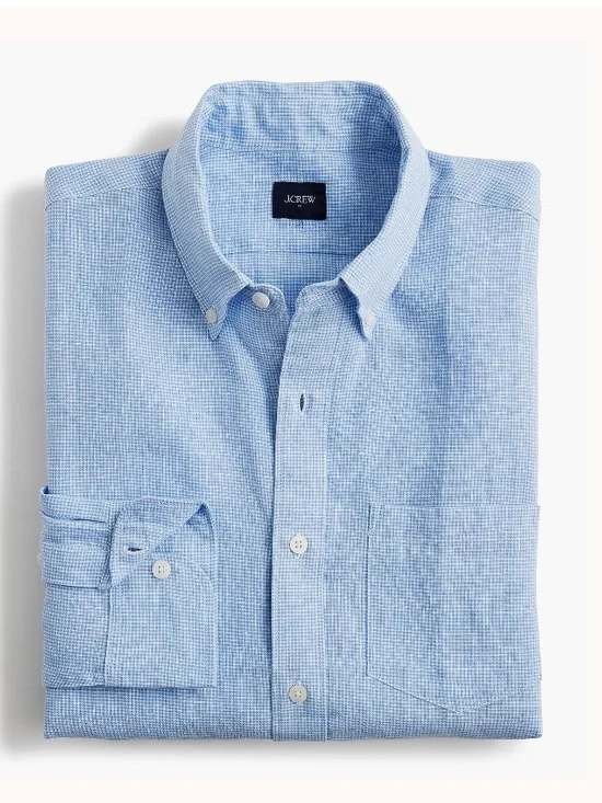 J crew light sky wash Classic-fit linen-blend shirt