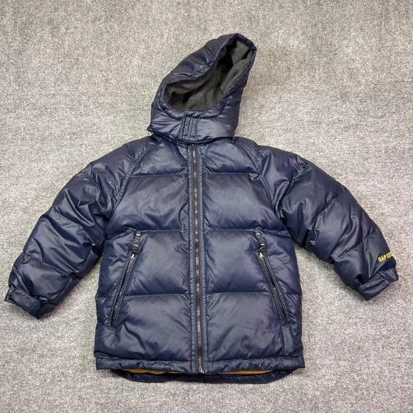 Gap Down Puffer Jacket Kids S (6-7) Blue Hooded Fleece Lined Winter Type G86