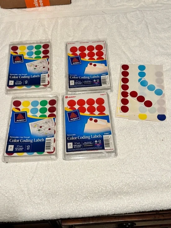 Lot of 3500 plus Avery Color Coding Labels, 3/4
