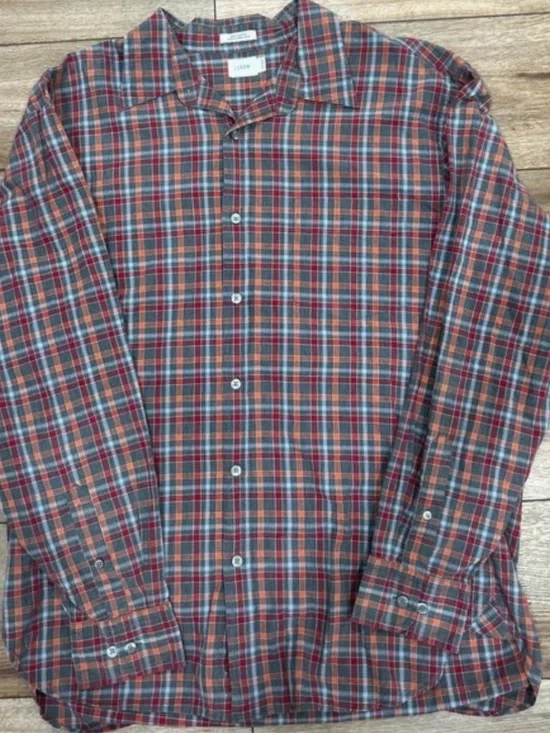 J. Crew Men's Red, Blue & Gray Plaid Button-Down Shirt