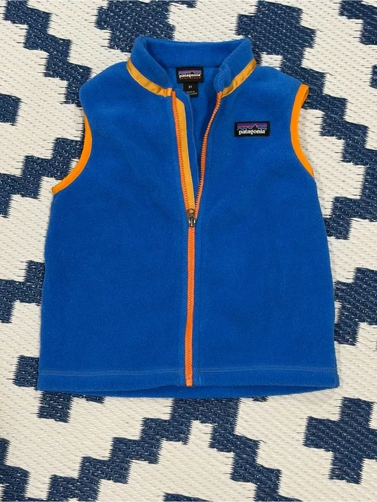 Patagonia Fleece Vest Blue / Orange Kids Size 3t