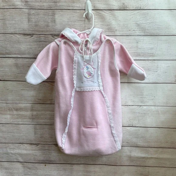 NWOT VINTAGE BEATRIX POTTER PINK FLEECE‎ SNOWSUIT WITH DETACHABLE BUNTING