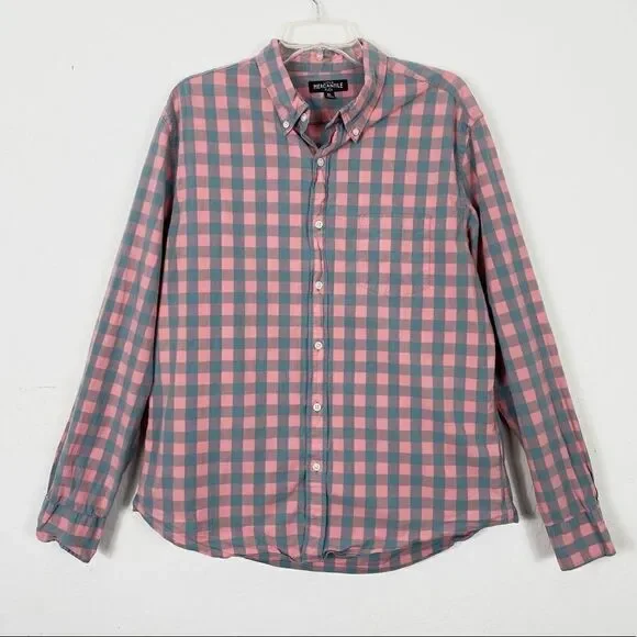 J. Crew Mercantile Pink & Blue Gingham Check Button Down Shirt