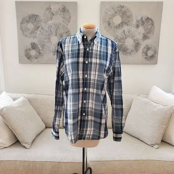 J. Crew Tailored Fit Plaid Button Down Collared Shirt sz Med