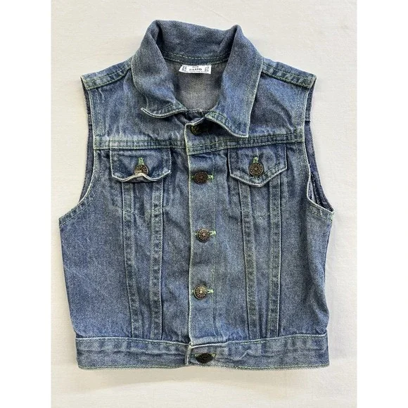 Vintage 90s French Toast By Lollytogs Brand Denim Vest Size 24 Months