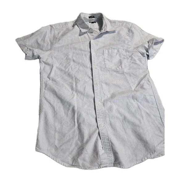 J.Crew Button Up Shirt Men’s Small S Blue White Striped Short Sleeve Oxford Slim