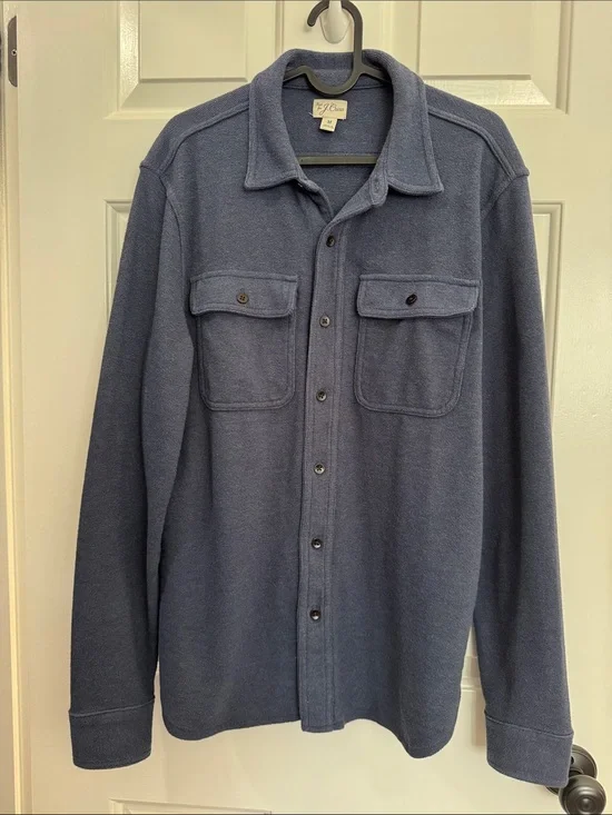 J. Crew Blue Button-Front Shirt Jacket