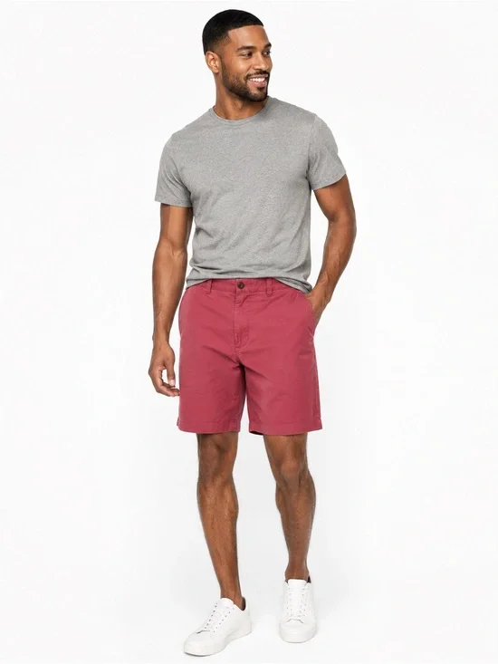 J. Crew Men's Pink-Red Flat Front Chino Shorts Waist 35