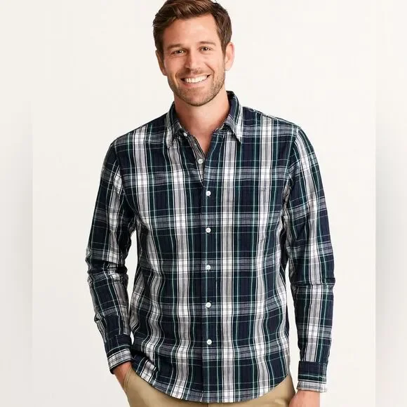J. Crew Men's Blue and Green Plaid Button Down Shirt NWT