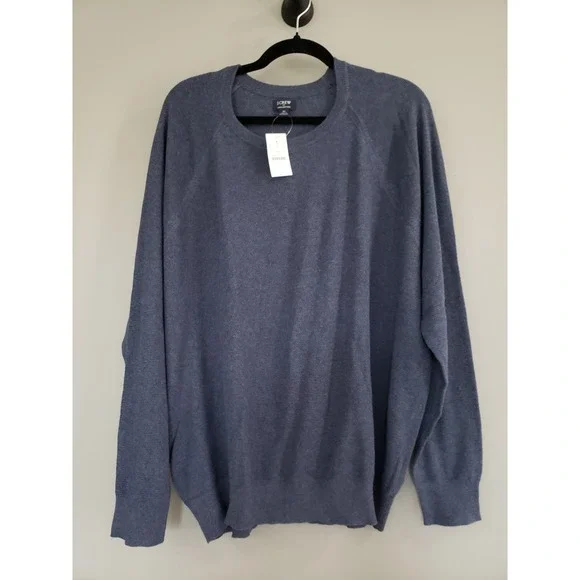 NEW LIGHTWEGIHT J Crew Mens Navy Blue Waffle Knit‎ Crewneck Sweater