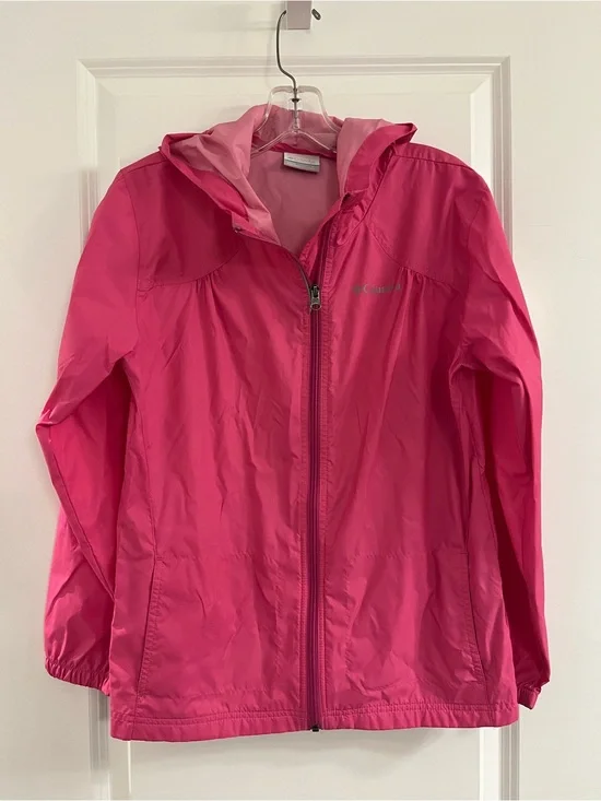 Columbia Girls' Large size Lightweight Pink Hooded Rain Jacket