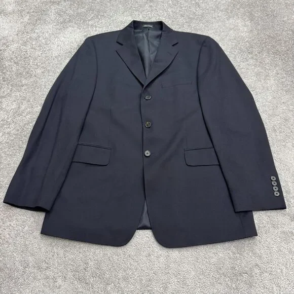 J.Crew Wool Suit Blazer Jacket Mens 42L Navy Blue Sport Coat Classic Workwear
