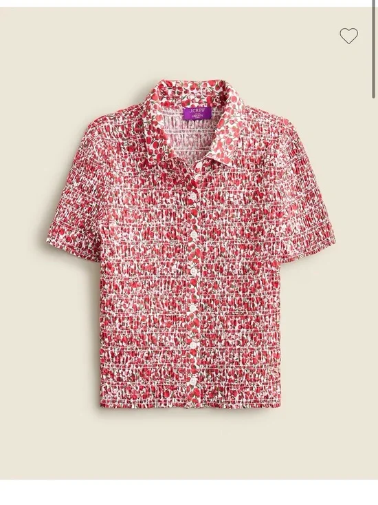 J.Crew Smocked button-up shirt in Liberty Eliza's Red fabric