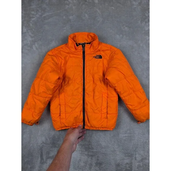 The North Face Puffer Jacket Boys XXS 5 Orange Quilted Full Zip Insulated