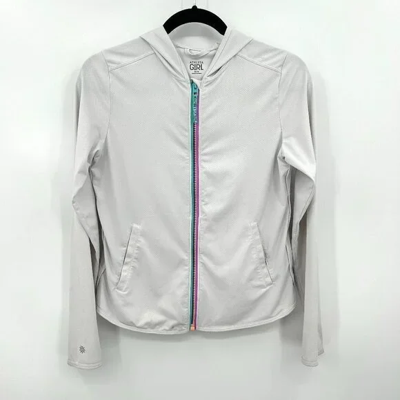 ATHLETA Girl *Flawed* White Full Zip Hoodie Jacket Size Youth XL / 14