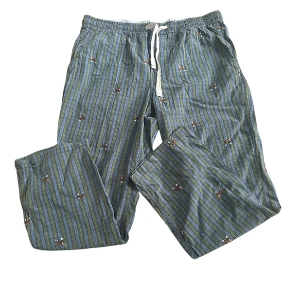 J. Crew Embroidered Dog Plaid‎ Lounge Pants Men’s XL