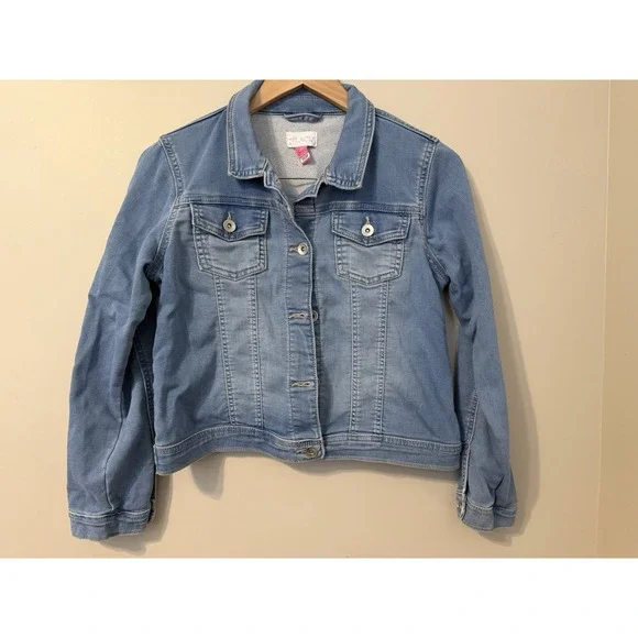 Childrens Place Jean Jacket Girls Size XL 14 Stretch Blue Soft Denim 100%Lyocell