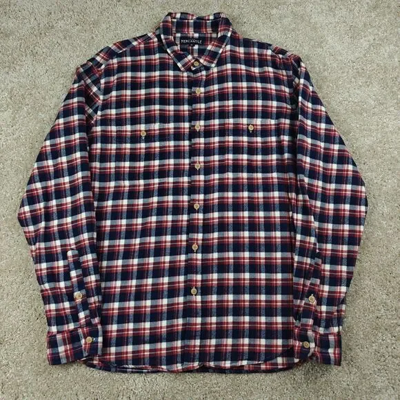 J Crew Mercantile Plaid Flannel Shirt Men's XL Cozy Classic Fit 100% Cotton