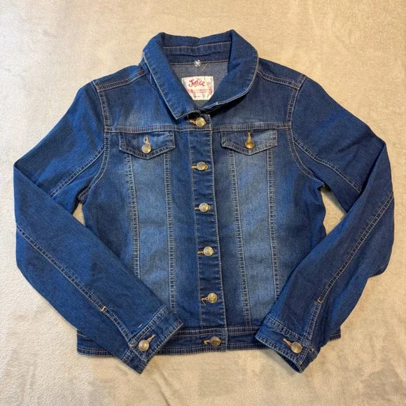 Justice  Girls Blue Denim Trucker Jacket Medium Wash Size 16/18 Western basic‎