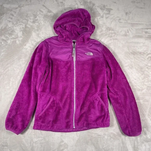 The North Face Girls Full Zip Jacket Fleece Fuzzy Hoody Outdoors L 14_16 Fuchsia