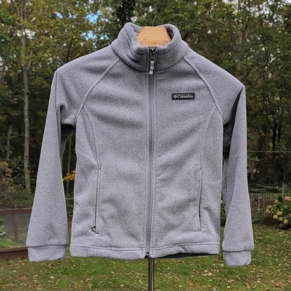 Columbia Heather Gray Full-Zip Kids Fleece Jacket