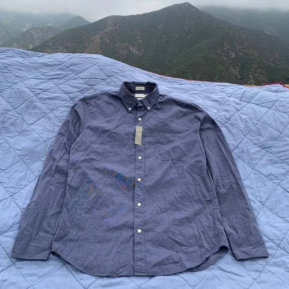 NWT J.Crew slim-fit button-down shirt, 100s 2-ply cotton, blue - medium mens