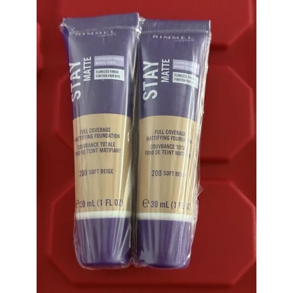 Rimmel Stay Matte Liquid Mousse Foundation, 1oz 200 soft beige 2 pack