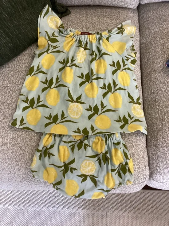 Lemon Print Two-Piece Baby Set - Yellow & Green, Milkbarn