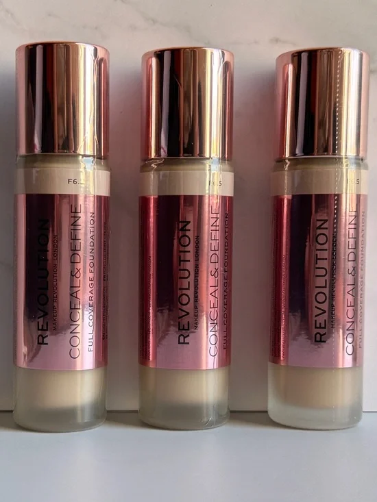 NEW Revolution Conceal & Define Foundation Bundle X 3 | Shade F6.5 | Full Cov