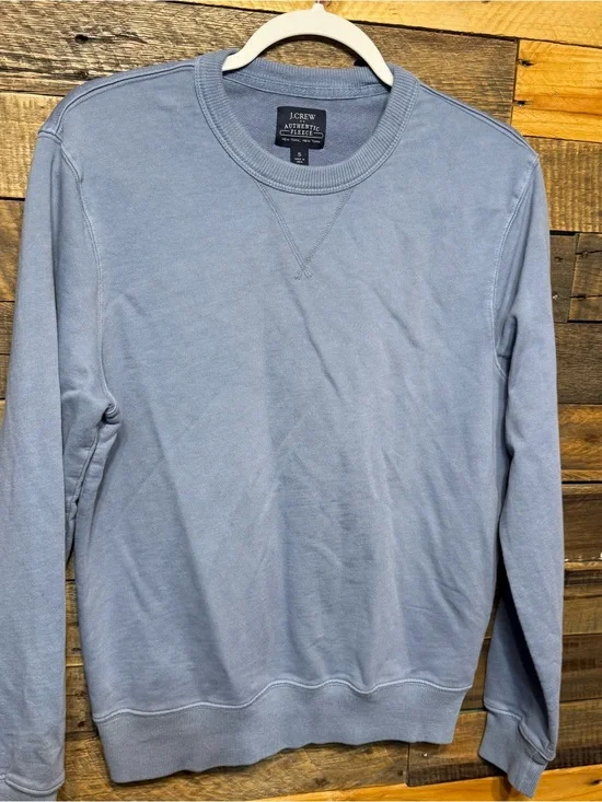 J Crew Blue Cotton Authentic Fleece Lightweight Crewneck Sweatshirt