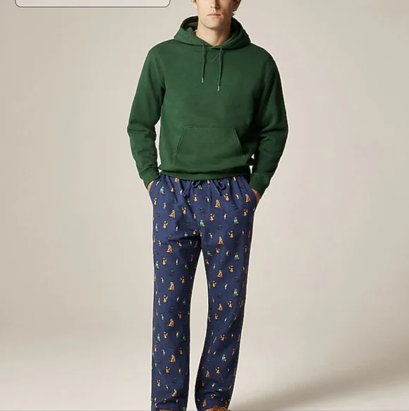 J.Crew Soft Cotton Pajama Lounge Pants Navy Dog MED (32-34) BNWT SO 2025