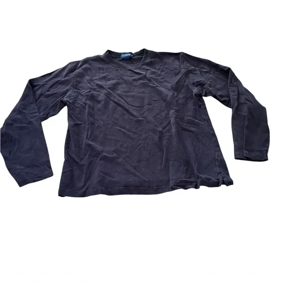 J. Crew Dark Charcoal Long Sleeve Crewneck Tee small GUC fading throughout