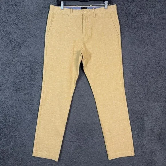 J Crew Pants Mens 32x30 Beige 770 Straight Linen Blend Chino Preppy NWT