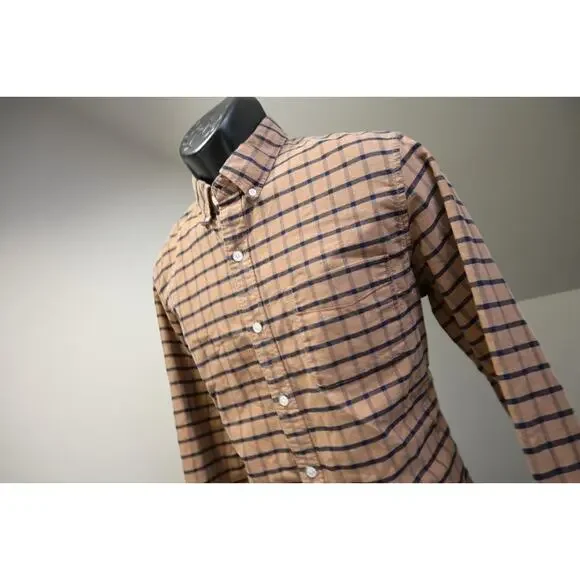 J Crew Flex Oxford Slim Fit‎ Dress Shirt Plaid Button Up Long Sleeve Mens Medium