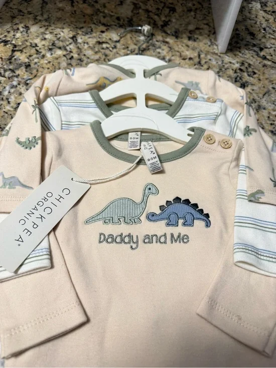 Rachel Zoe Kids Matching Dino Set in Cream and Blue, size 0 to 3 months  #6
