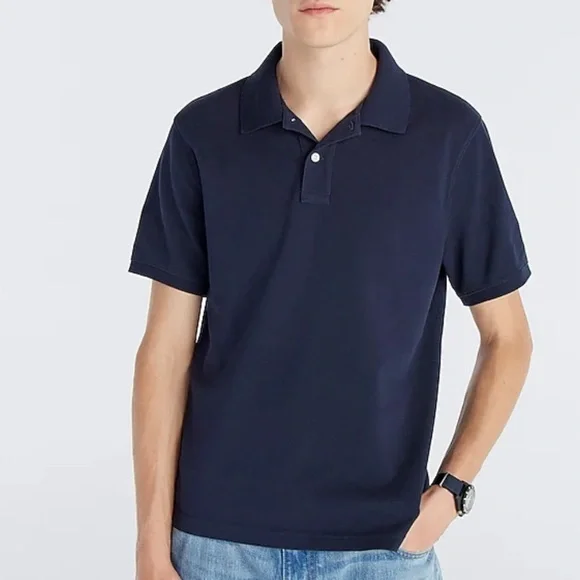 J crew classic pique polo shirt navy blue