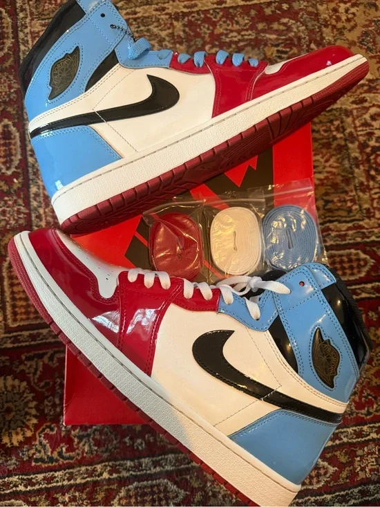 Jordan 1 High OG Red White Blue Black Patent Leather Sneakers