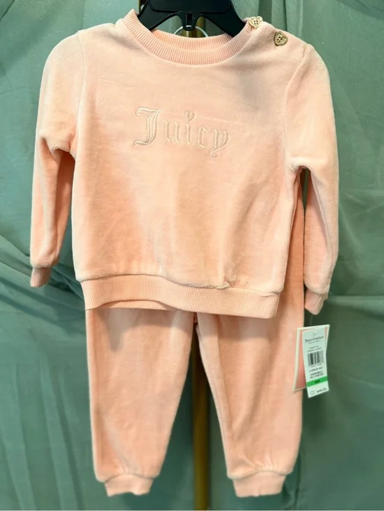 Juicy Couture Kids Blush Pink Velour Sweat Set