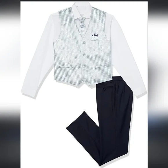 Isaac Mizrahi Boys' Slim Fit Paisley Vest, Shirt, Tie, & Pant Set